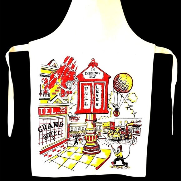 Vintage 1950s Risqué Men's BBQ Apron Pin-Up Zipper Pinup Gag Gift Dizzy Blonde - Picture 5 of 12